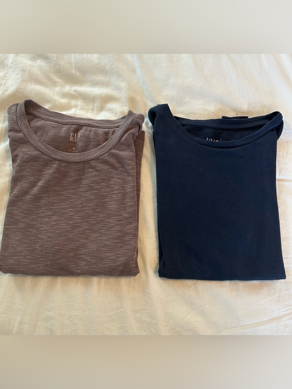 GAP Ribbed Mauve Tee & Gap Navy Crewneck Duo - Picture 1 of 9